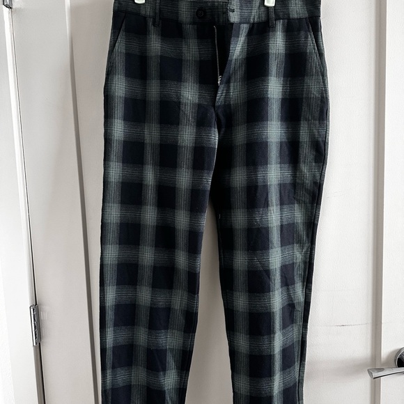 Men's Plaid Pants - Black , Green and Gray - Picture 1 of 2
